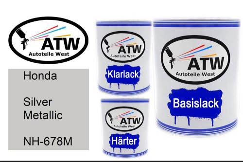 Honda, Silver Metallic, NH-678M: 1L Lackdose + 1L Klarlack + 500ml Härter - Set, von ATW Autoteile West.